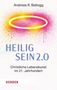 "Heilig Sein 2.0. Christliche Lebenskunst im 21. Jahrhundert." Ein leuchtender Heiligenschein in Pink und Gelb auf weißem Hintergrund., Buch