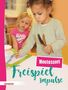 Text: "Montessori Freispiel Impulse". Zwei Mädchen spielen konzentriert an einem Tisch., Buch