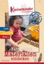 „Nachhaltige Materialien entdecken“, „Ideen für Kinder unter 3“, „Die Praxismappe“. Ein Kleinkind spielt mit Korken., Buch