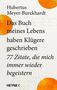 "Das Buch meines Lebens..." in schwarzer Schrift auf weißem Hintergrund, bunte Kreise als dekoratives Element., Buch
