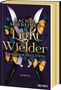 "Rachel Schneider, Light Wielder, Kriegerin des Lichts, Roman" auf violettem Hintergrund mit gelben und blauen Schmetterlingen., Buch