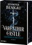Titel: "Varenthir Castle - Gefährliche Flut", Autorin: Jennifer Benkau. Ein Schwert mit Wasserwirbel vor dunklem Hintergrund.