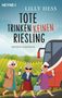 Titel: "Tote trinken keinen Riesling". Autor: Lilly Hess. Ein Bus, ein Tisch mit Wein, eine Katze im Weinberg.