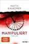 "MANIPULIERT" in großen Buchstaben, rotes Riesenrad und rot-weißer Hintergrund, Name "MARTTA KAUKONEN". Thriller., Buch