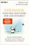 Titel: "Der Panda und das Geschenk der Leichtigkeit". Ein Panda pustet eine Pusteblume, ein Schmetterling fliegt., Buch