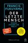 Text: "Francis Fukuyama Der letzte Mensch Wohin steuert die Welt?"; "Spiegel Bestseller-Autor"; Zitat vom New Yorker.

Buchcover in Blau und Weiß, gelbes Zitatfeld., Buch