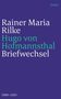 Text: "Rainer Maria Rilke, Hugo von Hofmannsthal, Briefwechsel, 1899–1925, Insel". Hintergrund: Einfarbig lila., Buch