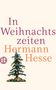 „In Weihnachtszeiten, Hermann Hesse“. Illustration eines geschmückten Weihnachtsbaums mit bunten Kugeln. Logo unten links., Buch