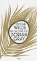 Text: "Oscar Wilde, The Picture of Dorian Gray, Roman, INSEL". Illustration eines Blattes in Braun und Weiß., Buch
