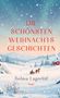 Text: "Die schönsten Weihnachtsgeschichten", "Selma Lagerlöf", "Insel". Verschneite Winterlandschaft mit Schlitten und Pferd., Buch