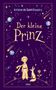 „Antoine de Saint-Exupéry“, „Der kleine Prinz“, „Insel“. Illustration eines Jungen, Fuchs und Rose auf einem Planeten., Buch