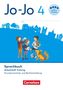 "Jo-Jo 4, Sprachbuch. Arbeitsheft Training, Grundwortschatz und Rechtschreibung. Illustration von Kindern mit Hund.", Buch