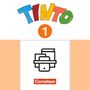 Text "TINTO 1", darunter ein Buch-Stapel als Illustration, Text "Cornelsen". Bunter Schriftzug oben., Buch