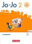 "Jo-Jo 2", "mit Lesestrategien", "Lesebuch", "Bayern" oben Illustration: Kinder und Hund betrachten ein Buch mit Schattenbildern., Buch