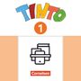 Text "TINTO", darunter eine orange "1". Unten ein Logo mit Büchern und "Cornelsen"., Buch