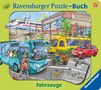 Steffi Korda: Ravensburger Puzzle-Buch: Fahrzeuge - Kinderbuch ab 3 Jahren, Puzzle mit 12 Teilen, Spielbuch, Wimmelbuch, Pappbilderbuch, Buch