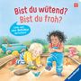 „Bist du wütend? Bist du froh?“ Zwei Kinder im Sandkasten, eines lächelt, das andere schaut verärgert., Buch