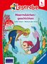 "Leserabe, Meer-mädchengeschichten, 1. Klasse. Mit Stickern." Zwei fröhliche Meerjungfrauen, bunte Fische und Korallen., Buch