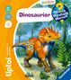 "Dinosaurier", "Wieso? Weshalb? Warum?", "2+ Jahre". Illustration: Ein bunter Dinosaurier frisst Pflanzen im Urwald., Buch