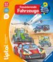 Titel: Faszinierende Fahrzeuge. Logos: "Wieso? Weshalb? Warum?", "tiptoi". Illustration: Flugzeug, Traktor, Auto, Motorrad., Buch