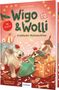 "Wigo & Wolli: Fröhliche Waunachten" mit 24 Kapiteln. Eine Illustration zeigt Hunde mit weihnachtlichen Motiven., Buch