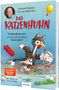 Text: "Bernhard Hoëcker, Eva von Mühlenfels, DAS KATZENHUHN, Vorleseabenteuer von einem sehr besonderen Bauernhof."

Illustration: Ein Huhn im Katzenkostüm fliegt mit einem Besen über einen Hof., Buch