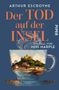 Text: "Arthur Escroyne, Der Tod auf der Insel, Ein Fall für Miss Marple, Piper." Illustration: Insel in einer Tasse.