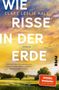 „Wie Risse in der Erde“ von Clare Leslie Hall, Roman. Zitat: „Ein Buch, das man vielleicht nie vergisst.“ Feldlandschaft bei Sonnenuntergang., Buch
