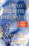 „Dem Sturm entgegen“ und „Cecelia Ahern“ sind in Gold auf blau-weißem Hintergrund. Roter Sticker: „SPIEGEL Bestseller-Autorin“., Buch