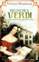 "Signora Verdi: Die Primadonna des Komponisten" von Verena Maatman zeigt eine Frau in rotem Kleid vor einem Haus., Buch