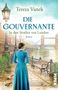 „Tereza Vanek, DIE GOUVERNANTE, In den Straßen von London, Roman.“ Frau in Blau schaut auf Fluss und Tower Bridge., Buch