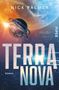 Text: "Nick Palmer", "Terra Nova", "Piper", "Roman". 
Illustration: Planeten im Weltraum und eine futuristische Raumstation., Buch
