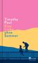 "Timothy Paul: Eine Liebe ohne Sommer, Roman" in Weiß und Gelb auf rosa/hintergrund. Zwei Figuren auf einer Brücke., Buch