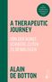 „A Therapeutic Journey: Von der Kunst, schwere Zeiten zu bewältigen“ von Alain de Botton. Rosa Hintergrund, grüner Text., Buch