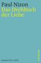Text: "Paul Nizon, Das Drehbuch der Liebe, Journal 1973–1979, Suhrkamp."  
Türkisfarbener Hintergrund.