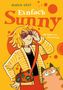 „Einfach Sunny“ steht groß auf einem gelben Hintergrund. Illustration: Person mit Sonnenbrille, Katze schaut nach oben., Buch