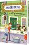 "Christiane Schreiber, ANDERSGASSE, 7, Im Bann der schleimigen Schnodderbälle." Zwei Kinder werfen Bälle, umringt von kleinen Wesen., Buch