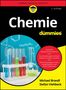 Titel: "Chemie für Dummies". Thematisiert chemische Reaktionen und Periodensystem. Reagenzgläser im Hintergrund., Buch