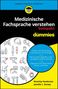 Oben steht "Lernen einfach gemacht". In der Mitte "Medizinische Fachsprache verstehen kompakt für Dummies". Illustrationen medizinischer Symbole unten., Buch