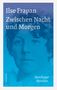 Text: "Ilse Frapan Zwischen Nacht und Morgen. Hamburger Novellen." Illustration: Ein blaues Porträt einer Frau., Buch
