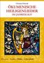 ÖKUMENISCHE HEILIGENLIEDER IM JAHRESLAUF; Illustration: Person mit Harfe, ornamental verziert., Buch