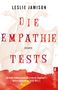 "Die Empathie Tests" in kräftigem Rot. Illustrationen im Hintergrund zeigen ein Herz. Zitat über Brillanz der Essays., Buch