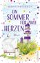 Ein Sommer für zwei Herzen. Roman von Marie Hatzbach. Illustration mit Leuchtturm, Strandkorb und Möwe., Buch