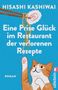 Text: "Eine Prise Glück im Restaurant der verlorenen Rezepte." Illustration: Katze greift nach Nudeln, Logo rechts., Buch