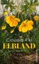 Text: "Claudia Rikl, Elbland, Roman". Illustration von großen gelben Blumen über grünem Gras.