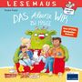 "Lesemaus: Das kleine WIR zu Hause" zeigt eine Familie mit einem grünen, sympathischen Monster auf einem roten Sofa., Buch