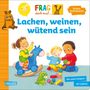 "Frag doch mal... Lachen, weinen, wütend sein. Erstes Sachwissen ab 2 Jahren." Drei Kinder spielen mit Bauklötzen., Buch