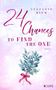 „24 Chances to Find The One“ von Stefanie Diem. Illustration: Grüne Zweige mit roter Schleife auf rosa Hintergrund., Buch