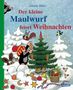 Oben steht "Zdeněk Miler". Darunter "Der kleine Maulwurf feiert Weihnachten". Der Maulwurf schmückt einen Baum., Buch