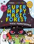 Buntes Comic-Cover: "Super Happy Magic Forest und der miese Monsterpilz". Figuren: Einhorn, Zwerg, Fee, Pilz, Satyr.